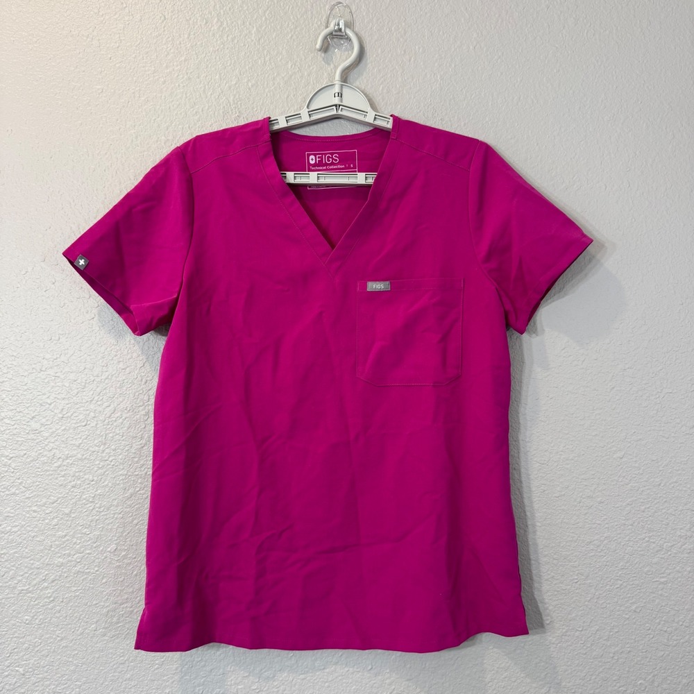 FIGS Women's Size S Magenta V-Neck Short Sleeve FW1000 Scrub Top